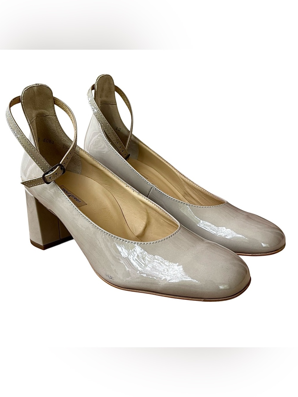 PAUL GREEN Nude Patent Leather Heels w/ Ankle Straps